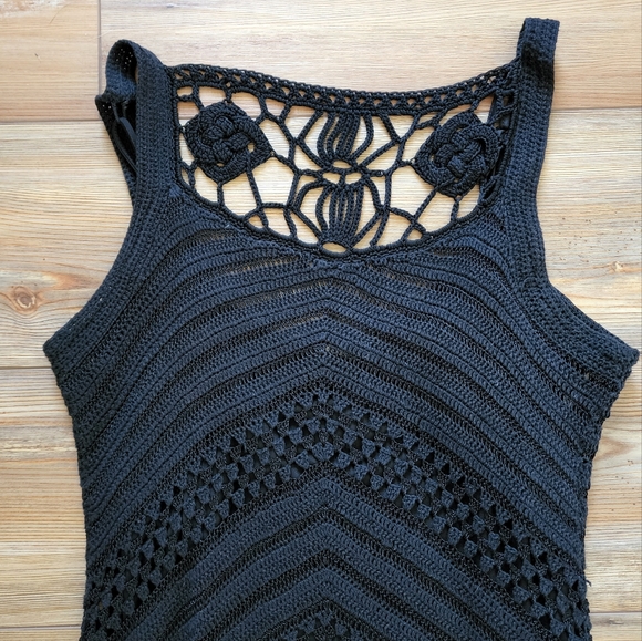 Karen Millen Dress Womens 4 Black Sleeveless Crochet - Picture 2 of 5